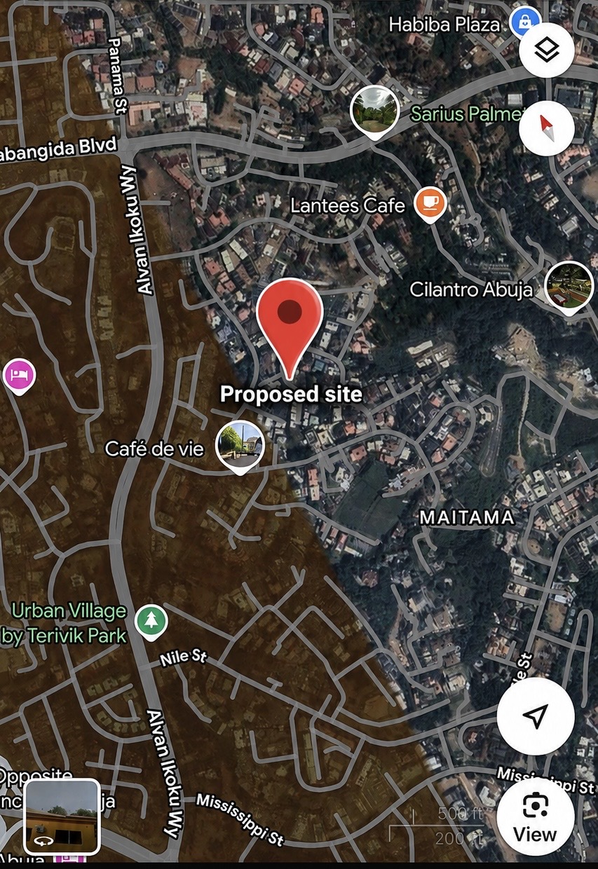 Map showing the proposed OLLIC Luxury Residences site in Maitama, Abuja