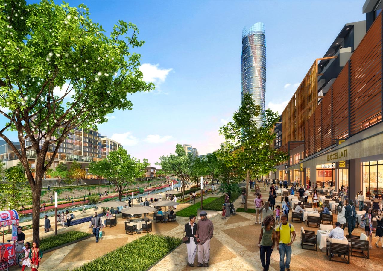 Planned boulevard and amenities at Centenary City